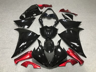 Custom 2012-2014 Yamaha YZF 1000 R1 Motorcycle Fairings - Glossy Black Red UK