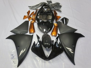 Custom 2012-2014 Yamaha YZF 1000 R1 Motorcycle Fairings - Glossy Black Matte Black Orange UK