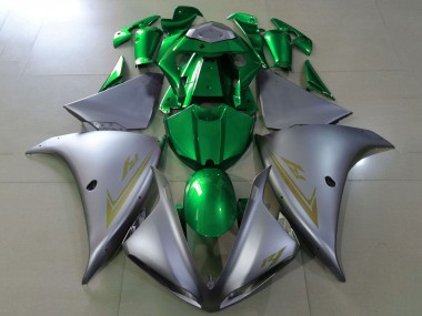 Custom 2012-2014 Yamaha YZF 1000 R1 Motorcycle Fairings - Matte Silver Green UK