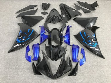 Custom 2012-2014 Yamaha YZF 1000 R1 Motorcycle Fairings - Glossy Black Blue Panther UK
