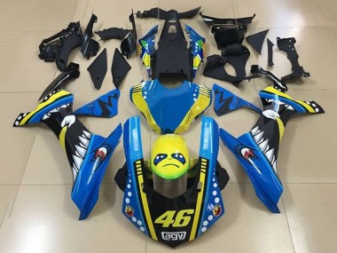 Custom 2015-2019 Yamaha YZF 1000 R1 Motorcycle Fairings - Blue Yellow Black Shark 46 UK