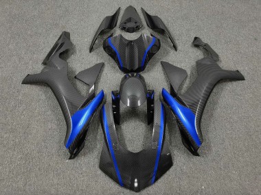 Custom 2015-2019 Yamaha YZF 1000 R1 Motorcycle Fairings - Faux Carbon Fiber Blue UK