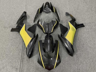 Custom 2015-2019 Yamaha YZF 1000 R1 Motorcycle Fairings - Faux Carbon Fiber Yellow UK
