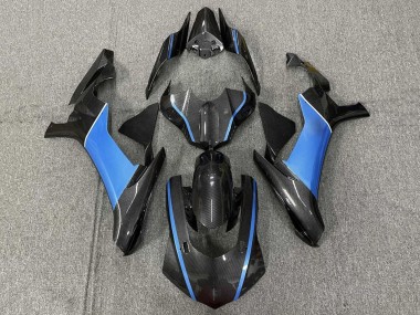 Custom 2015-2019 Yamaha YZF 1000 R1 Motorcycle Fairings - Faux Carbon Fiber Light Blue UK