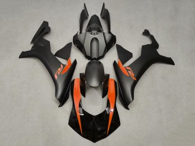 Custom 2015-2019 Yamaha YZF 1000 R1 Motorcycle Fairings - Matte Black Glossy Black Orange UK