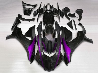 Custom 2020-2025 Yamaha YZF 1000 R1 Motorcycle Fairings - Faux Carbon Fiber Purple Stripe UK