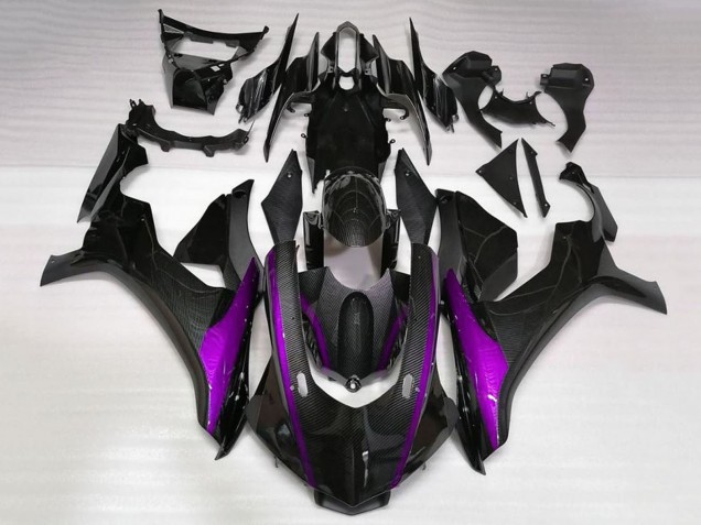 2020-2025 Yamaha YZF 1000 R1 Motorcycle Fairings - Faux Carbon Fiber Purple Stripe UK