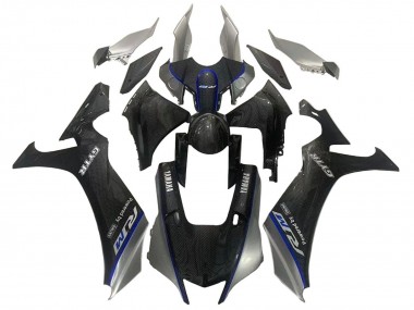 Custom 2020-2025 Yamaha YZF 1000 R1 Motorcycle Fairings - Faux Carbon Fiber Silver Blue UK