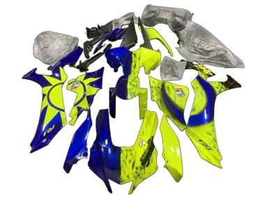 Custom 2020-2025 Yamaha YZF 1000 R1 Motorcycle Fairings - Blue Yellow Sun Moon UK