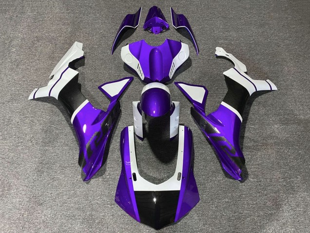 2020-2025 Yamaha YZF 1000 R1 Motorcycle Fairings - Purple White Faux Carbon Fiber UK