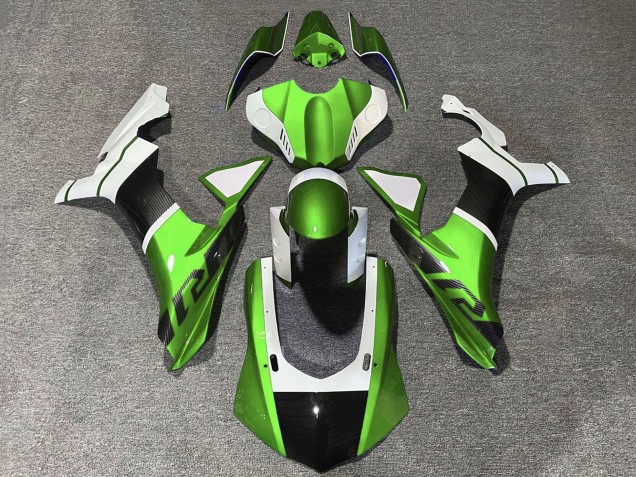 2020-2025 Yamaha YZF 1000 R1 Motorcycle Fairings - White Green Faux Carbon Fiber UK