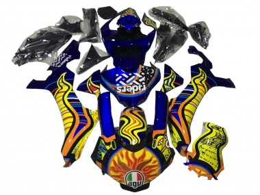 Custom 2020-2025 Yamaha YZF 1000 R1 Motorcycle Fairings - Blue Yellow Orange Tribal Sun UK