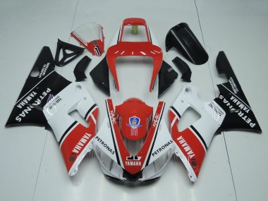 Custom 1998-1999 Yamaha YZF 1000 R1 Motorcycle Fairings - Red White Glossy Black Petronas Yamalube UK