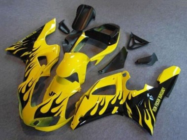 Custom 1998-1999 Yamaha YZF 1000 R1 Motorcycle Fairings - Yellow Black Flame UK