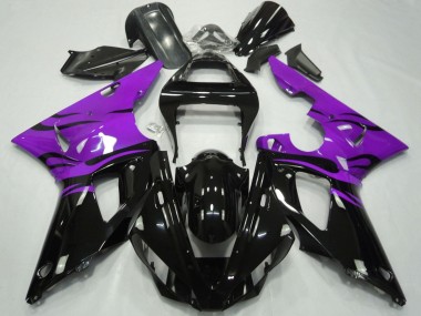 Custom 2000-2001 Yamaha YZF 1000 R1 Motorcycle Fairings - Purple Glossy Black Flame UK