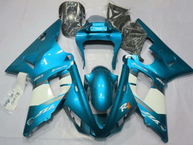 Custom 2000-2001 Yamaha YZF 1000 R1 Motorcycle Fairings - Blue White Silver UK