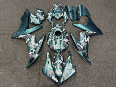 Custom 2004-2006 Yamaha YZF 1000 R1 Motorcycle Fairings - Teal Green White Grey Camouflage UK