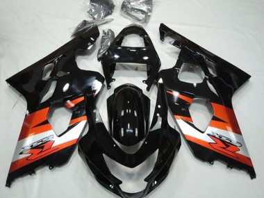 Custom 2004-2005 Suzuki GSXR 600 / GSXR 750 Motorcycle Fairings - Glossy Black Orange White with Decal UK