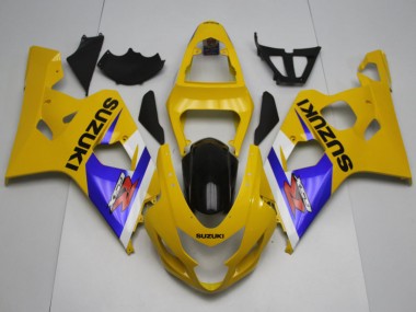 Custom 2004-2005 Suzuki GSXR 600 / GSXR 750 Motorcycle Fairings - Yellow White Blue Black UK
