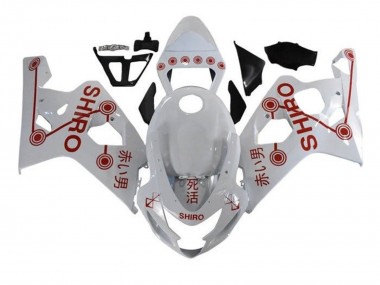Custom 2004-2005 Suzuki GSXR 600 / GSXR 750 Motorcycle Fairings - White Red Shiro UK