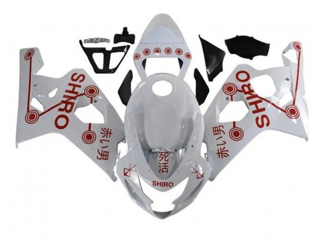 2004-2005 Suzuki GSXR 600 / GSXR 750 Motorcycle Fairings - White Red Shiro UK