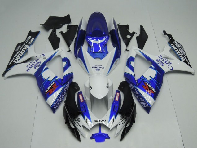2006-2007 Suzuki GSXR 600 / GSXR 750 Motorcycle Fairings - White Blue Black Corona Extra Motul UK