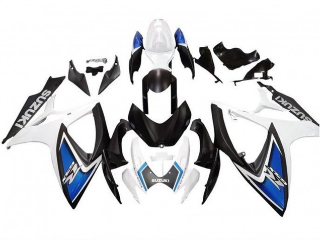 2006-2007 Suzuki GSXR 600 / GSXR 750 Motorcycle Fairings - White Blue Matte Black UK