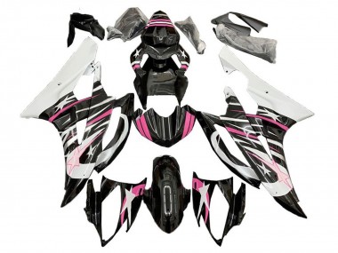 Custom 2006-2007 Yamaha YZF R6 Motorcycle Fairings - White Pink Black Star Flame UK