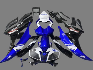Custom 2006-2007 Yamaha YZF R6 Motorcycle Fairings - White Blue Glossy Black Yamalube UK