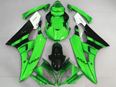 Custom 2006-2007 Yamaha YZF R6 Motorcycle Fairings - White Green Glossy Black UK