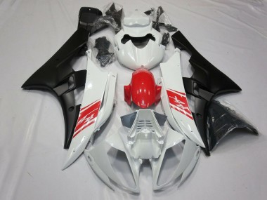 Custom 2006-2007 Yamaha YZF R6 Motorcycle Fairings - White Red Matte Black UK