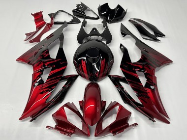 Custom 2008-2016 Yamaha YZF R6 Motorcycle Fairings - Red Glossy Black Fade UK