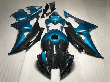 Custom 2008-2016 Yamaha YZF R6 Motorcycle Fairings - Blue Carbon Fiber Style UK