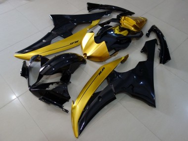 Custom 2008-2016 Yamaha YZF R6 Motorcycle Fairings - Gold Glossy Black UK