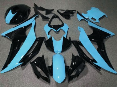 Custom 2008-2016 Yamaha YZF R6 Motorcycle Fairings - Light Blue Glossy Black UK