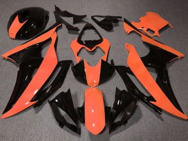 Custom 2008-2016 Yamaha YZF R6 Motorcycle Fairings - Orange Glossy Black UK