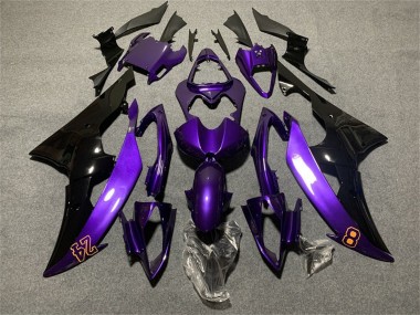 Custom 2008-2016 Yamaha YZF R6 Motorcycle Fairings - Purple Glossy Black 24 UK