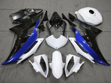 Custom 2008-2016 Yamaha YZF R6 Motorcycle Fairing - White Blue Glossy Black UK