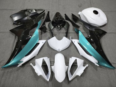 Custom 2008-2016 Yamaha YZF R6 Motorcycle Fairings - White Black Teal Blue UK
