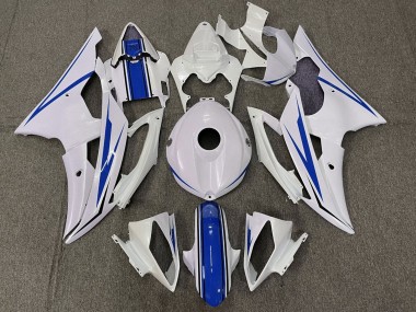 Custom 2008-2016 Yamaha YZF R6 Motorcycle Fairing Kits - White Blue UK