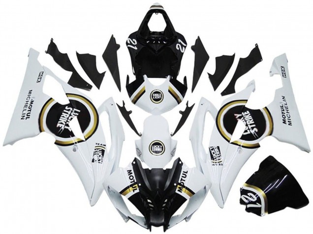 2008-2016 Yamaha YZF R6 Motorcycle Fairings - White Black Lucky Strike UK