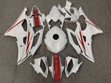 Custom 2008-2016 Yamaha YZF R6 Motorcycle Fairing - Pearl White Red UK