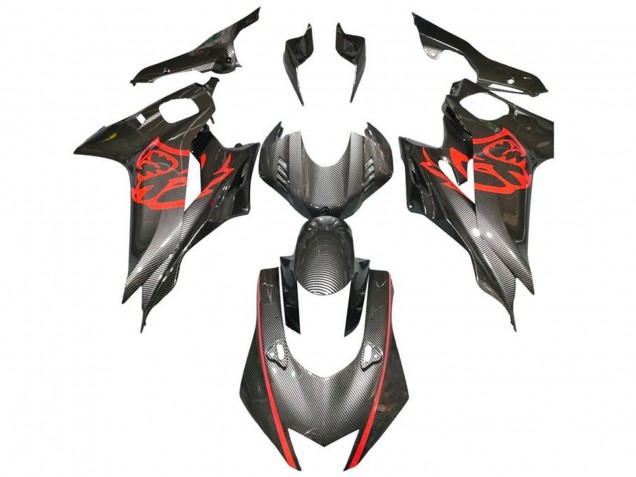 2017-2025 Yamaha YZF R6 Motorcycle Fairings - Red Black Faux Carbon Fiber UK