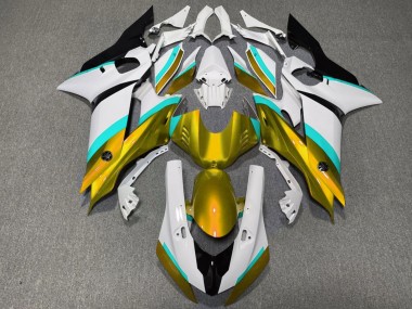 Custom 2017-2025 Yamaha YZF R6 Motorcycle Fairings - White Blue Gold Black UK