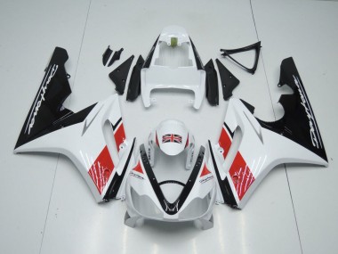 Custom 2006-2008 Triumph Daytona 675 Triple Motorcycle Fairings - White Red Glossy Black UK