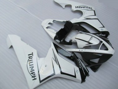Custom 2006-2008 Triumph Daytona 675 Triple Motorcycle Fairings - White Glossy Black UK