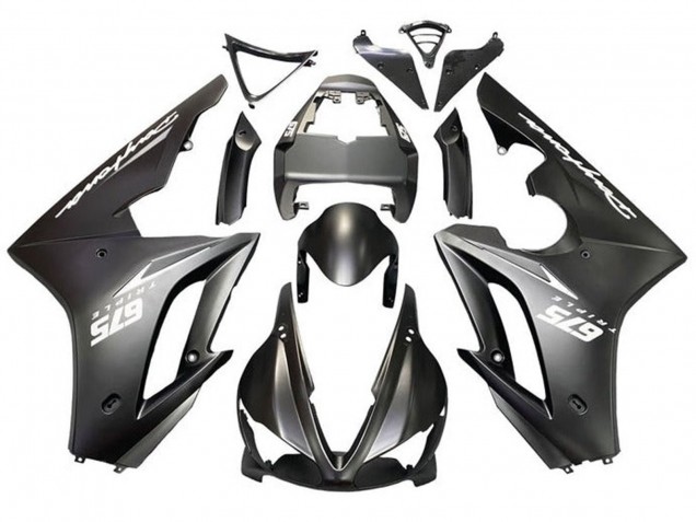 2009-2012 Triumph Daytona 675 Triple Motorcycle Fairings - Matte Black White Decals UK