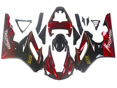 Custom 2009-2012 Triumph Daytona 675 Triple Motorcycle Fairings - Red Glossy Black UK