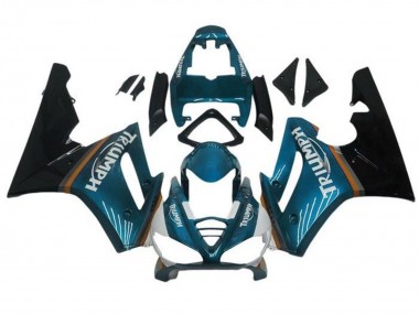 Custom 2009-2012 Triumph Daytona 675 Triple Motorcycle Fairings - Teal Blue Glossy Black UK