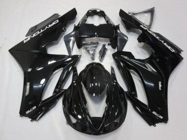 Custom 2009-2012 Triumph Daytona 675 Triple Motorcycle Fairings - Glossy Black White Decals UK
